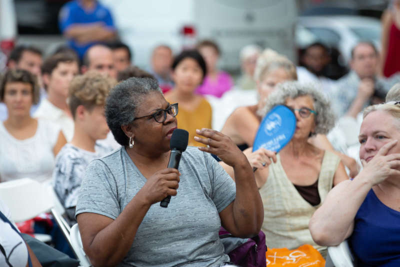 Audience Member Speaks At Hercules In Red Hook Red Hook West And Red Hook East