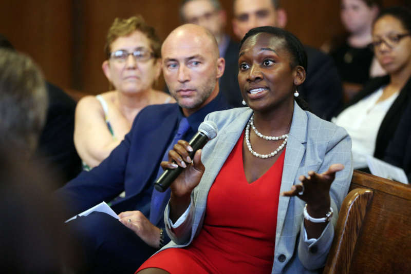 Audience Member Speaks At Theater Of Law