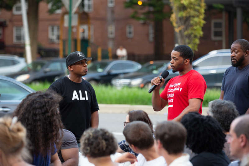 Damian From The Red Hook Community Justice Center Speaks From The Audience At Hercules In Red Hook